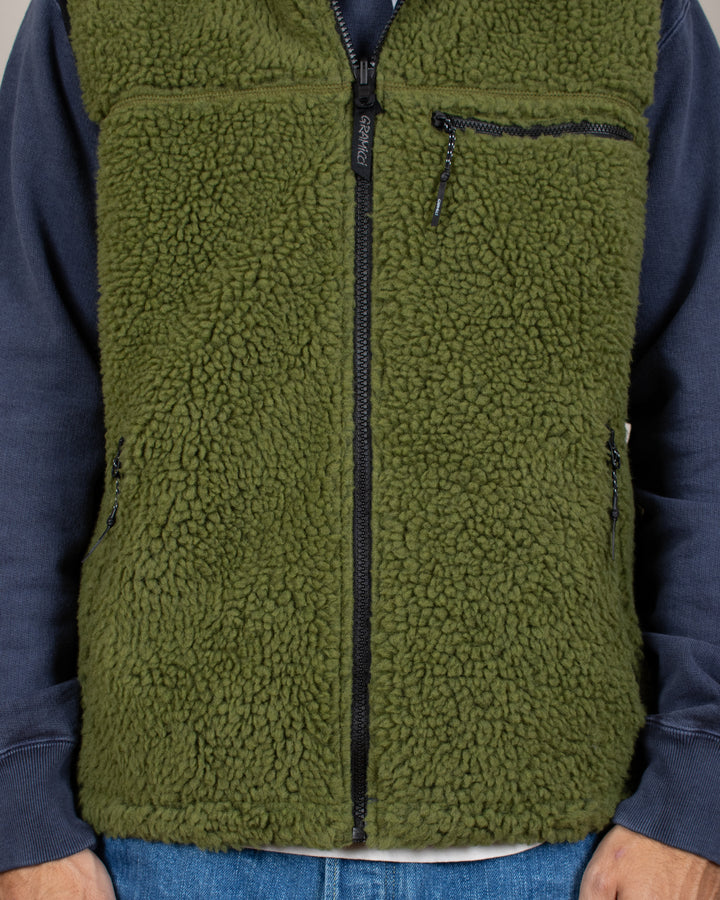 Reversible Sherpa Vest Olive/Dusty Navy