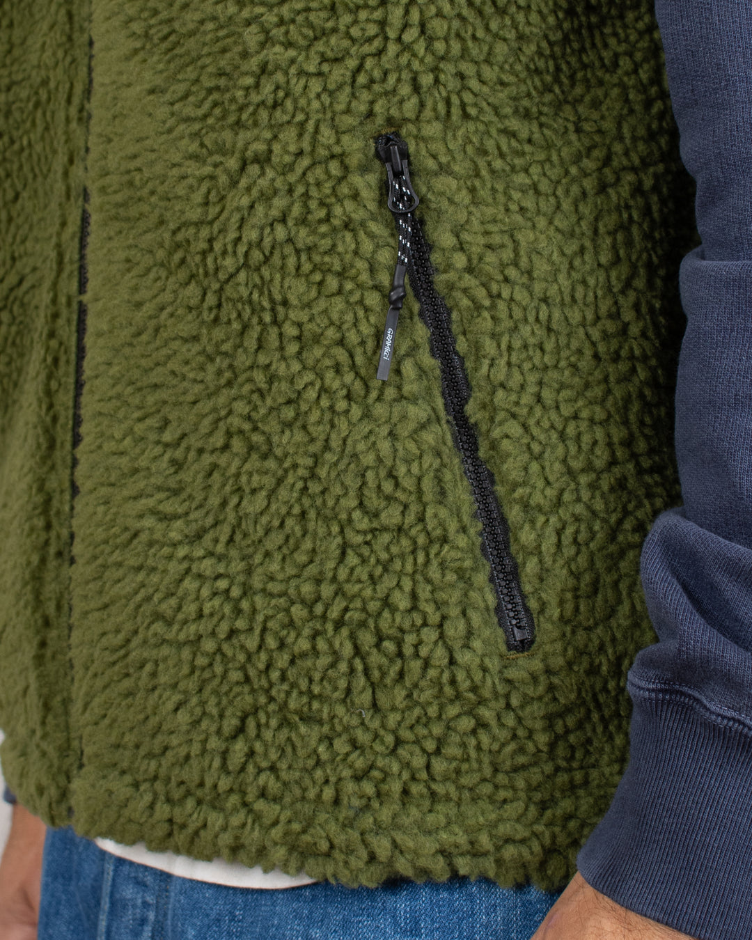 Reversible Sherpa Vest Olive/Dusty Navy