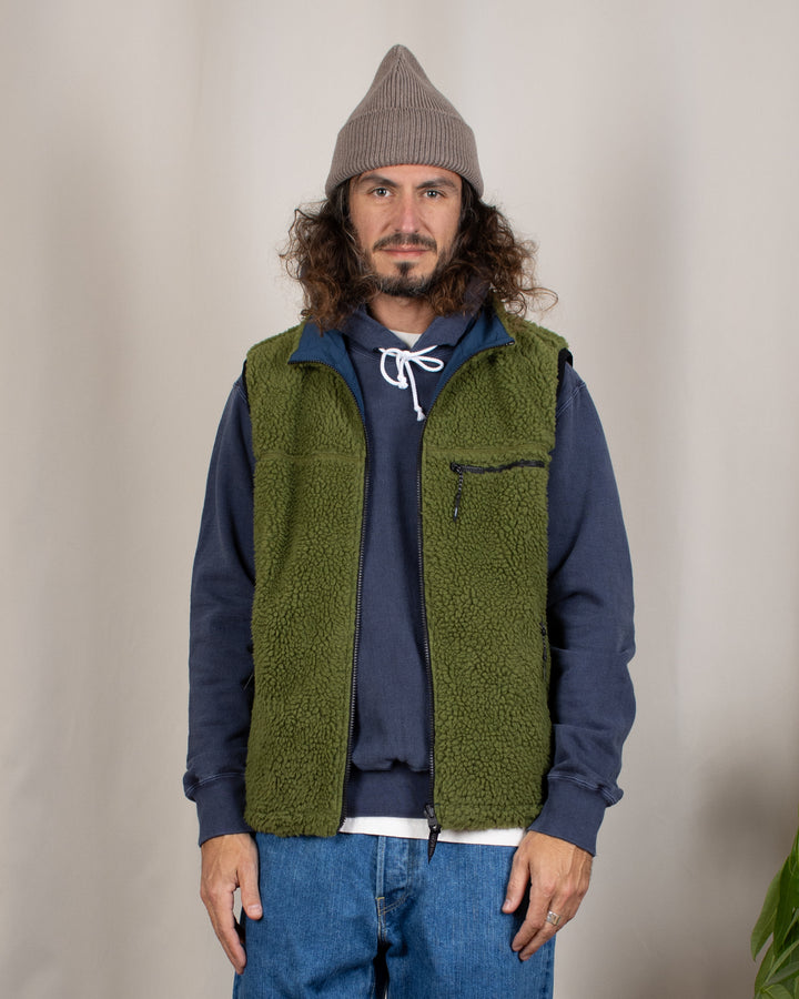 Reversible Sherpa Vest Olive/Dusty Navy