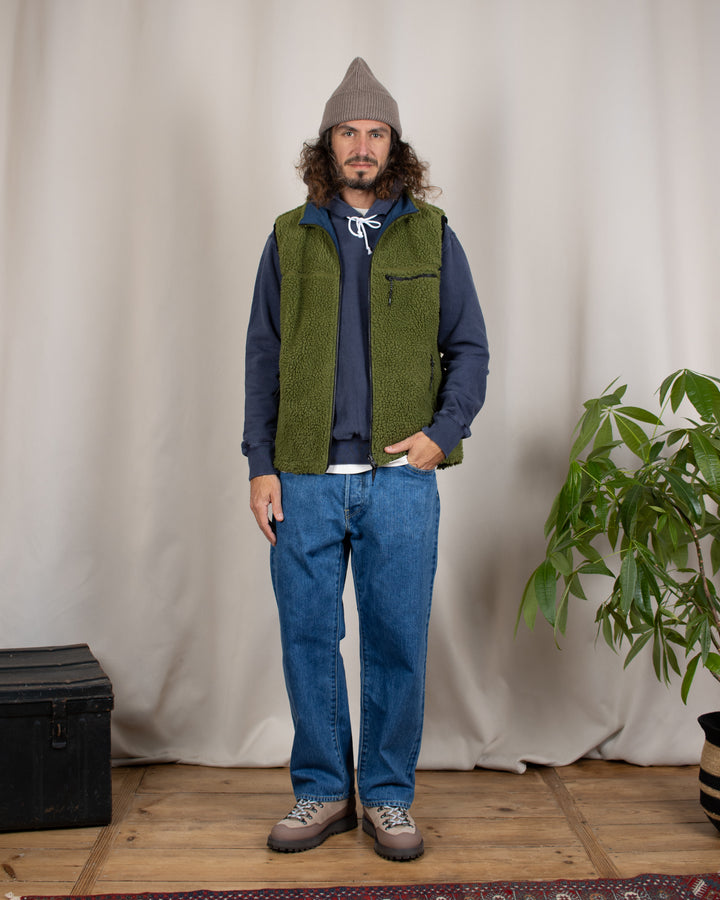 Reversible Sherpa Vest Olive/Dusty Navy