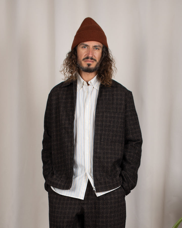 Zip Shirt Cedar Check Brown