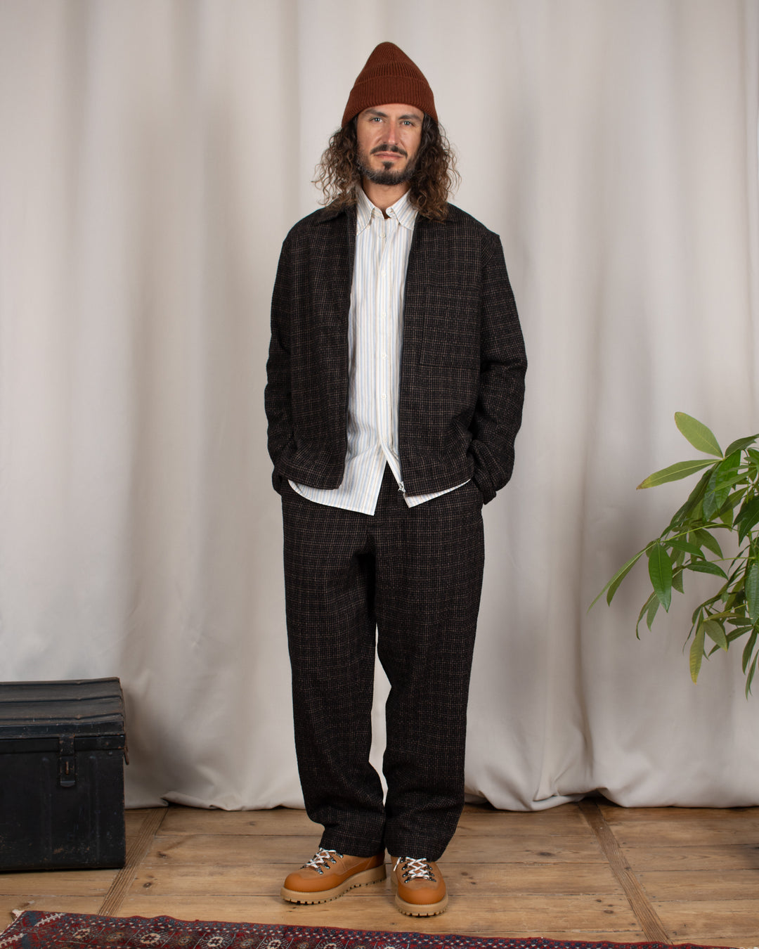 Duke Pant Cedar Check Brown