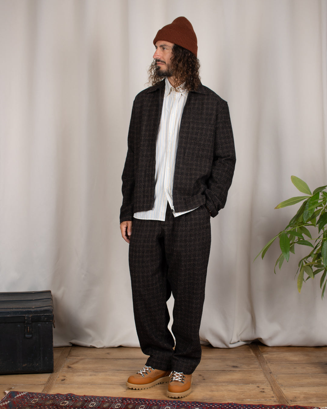 Zip Shirt Cedar Check Brown