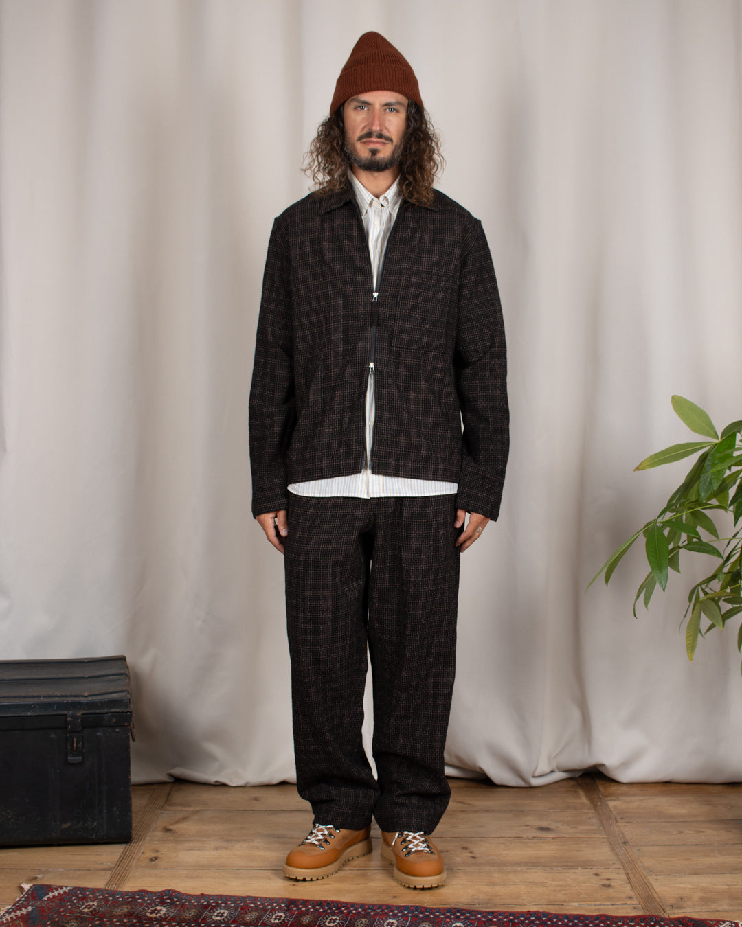 Zip Shirt Cedar Check Brown