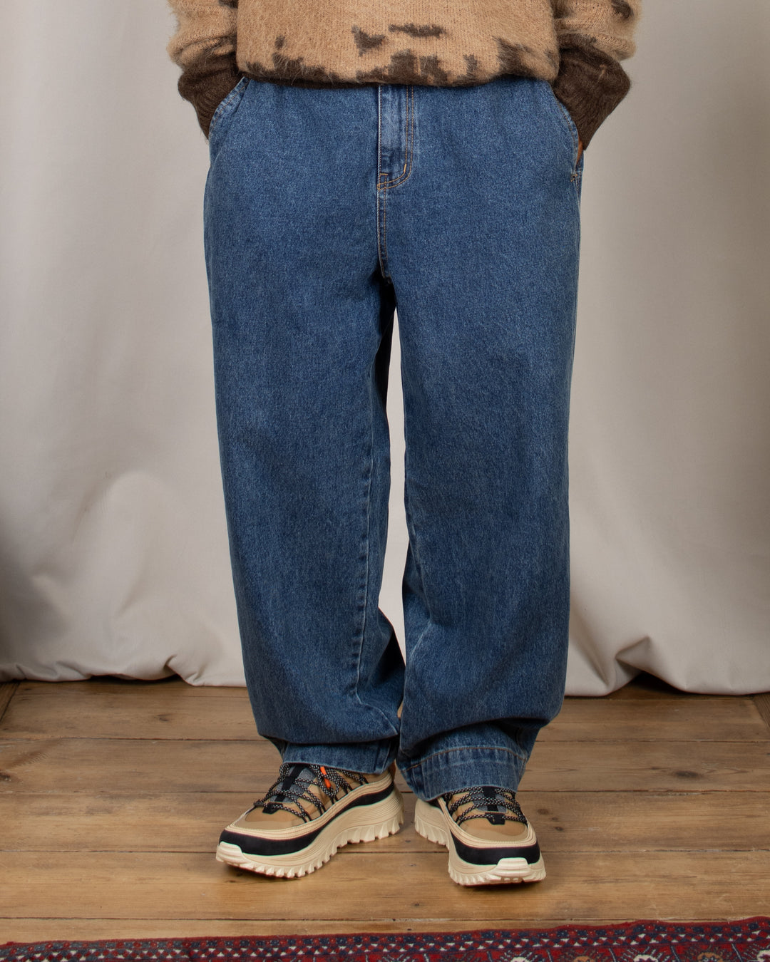 Washed Loose Denim Mid Blue