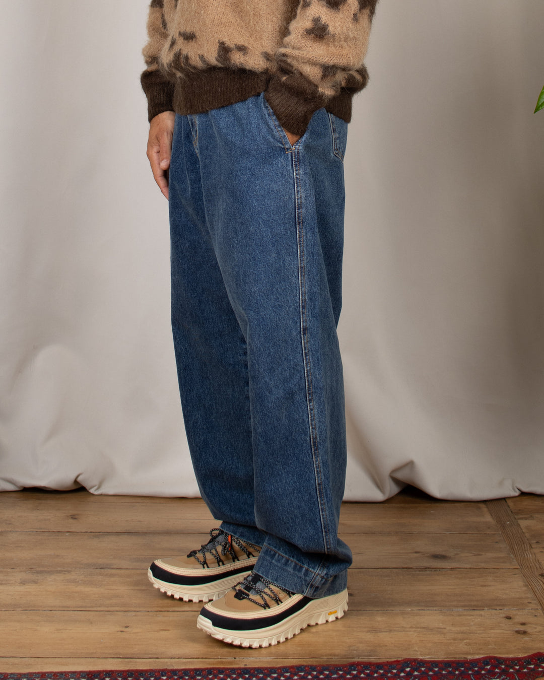 Washed Loose Denim Mid Blue