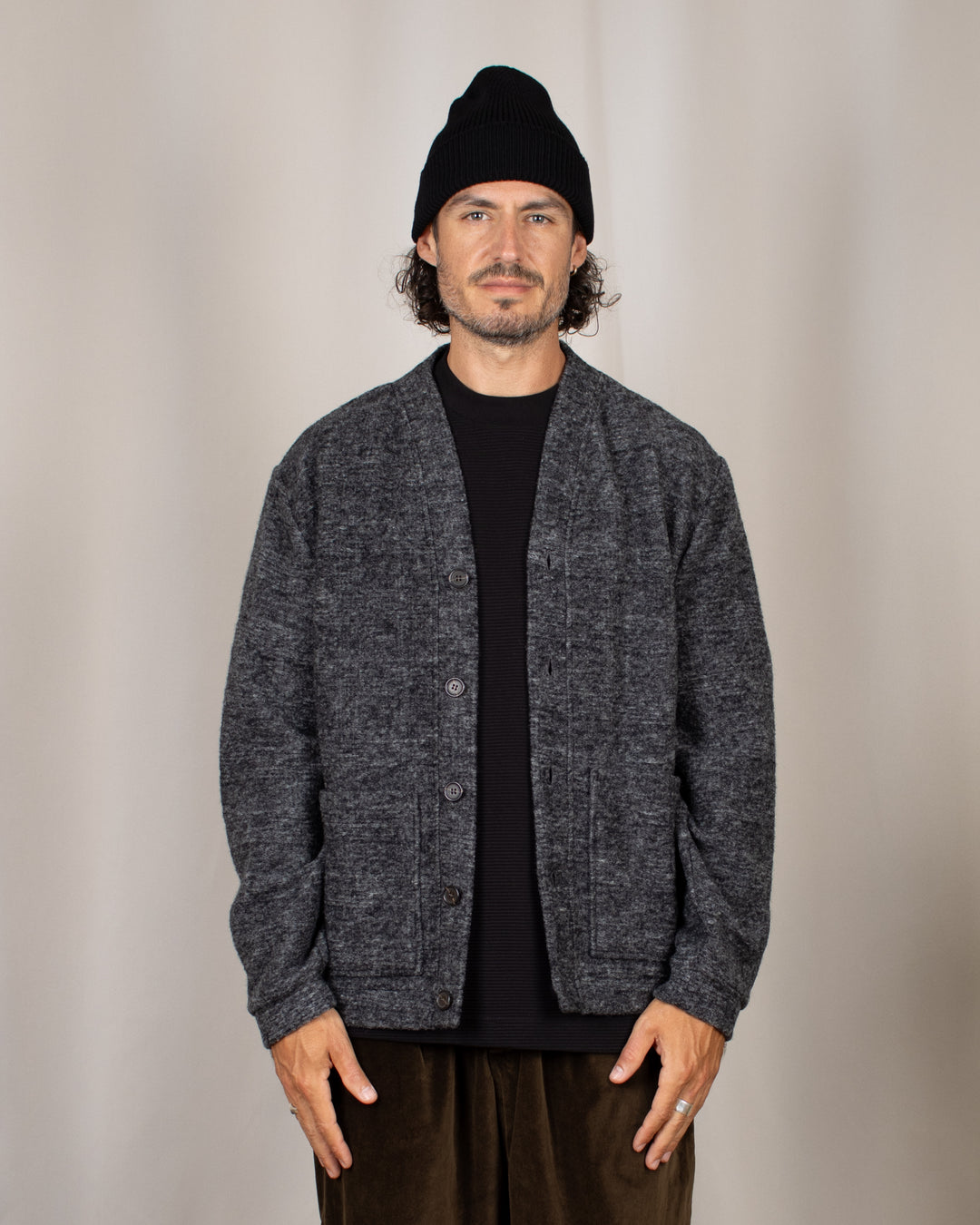 Advance Cardigan Wool Mix Knit Grey Marl