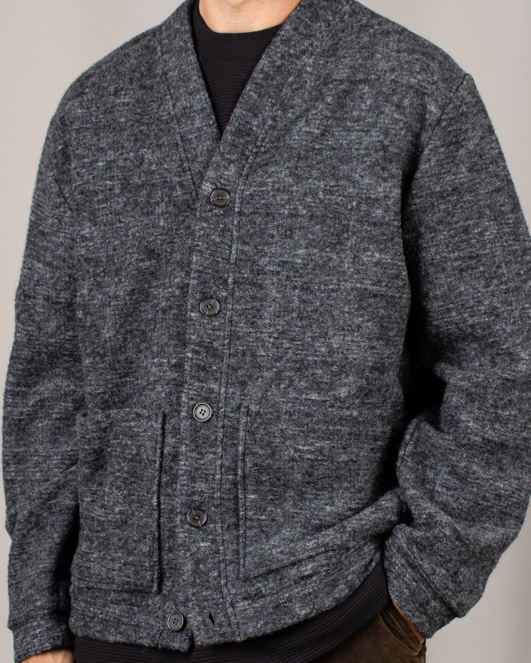 Advance Cardigan Wool Mix Knit Grey Marl
