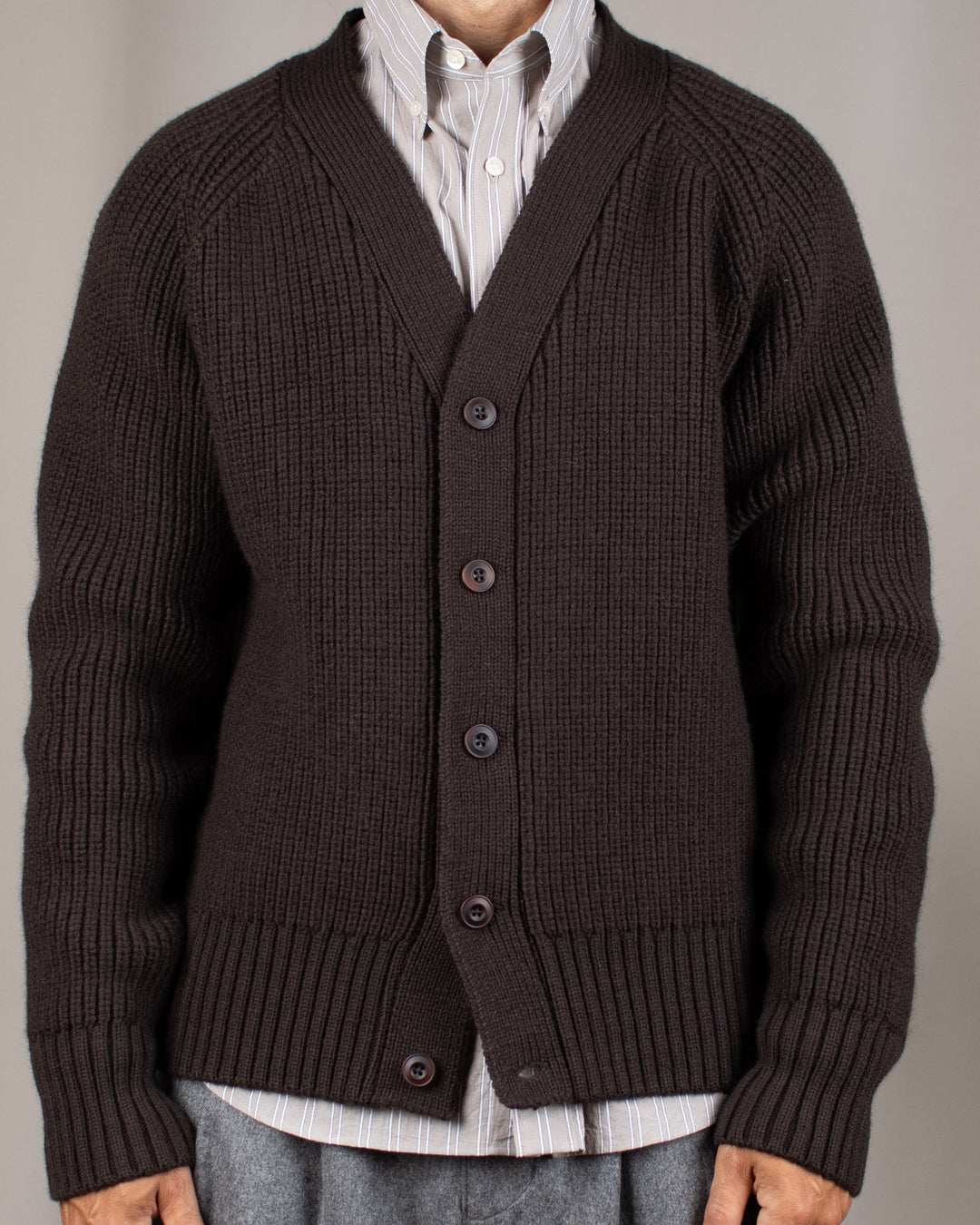 Guy Heavy Cardigan Dark Brown