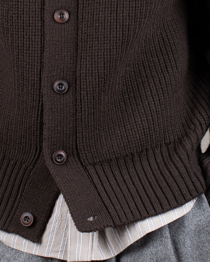 Guy Heavy Cardigan Dark Brown