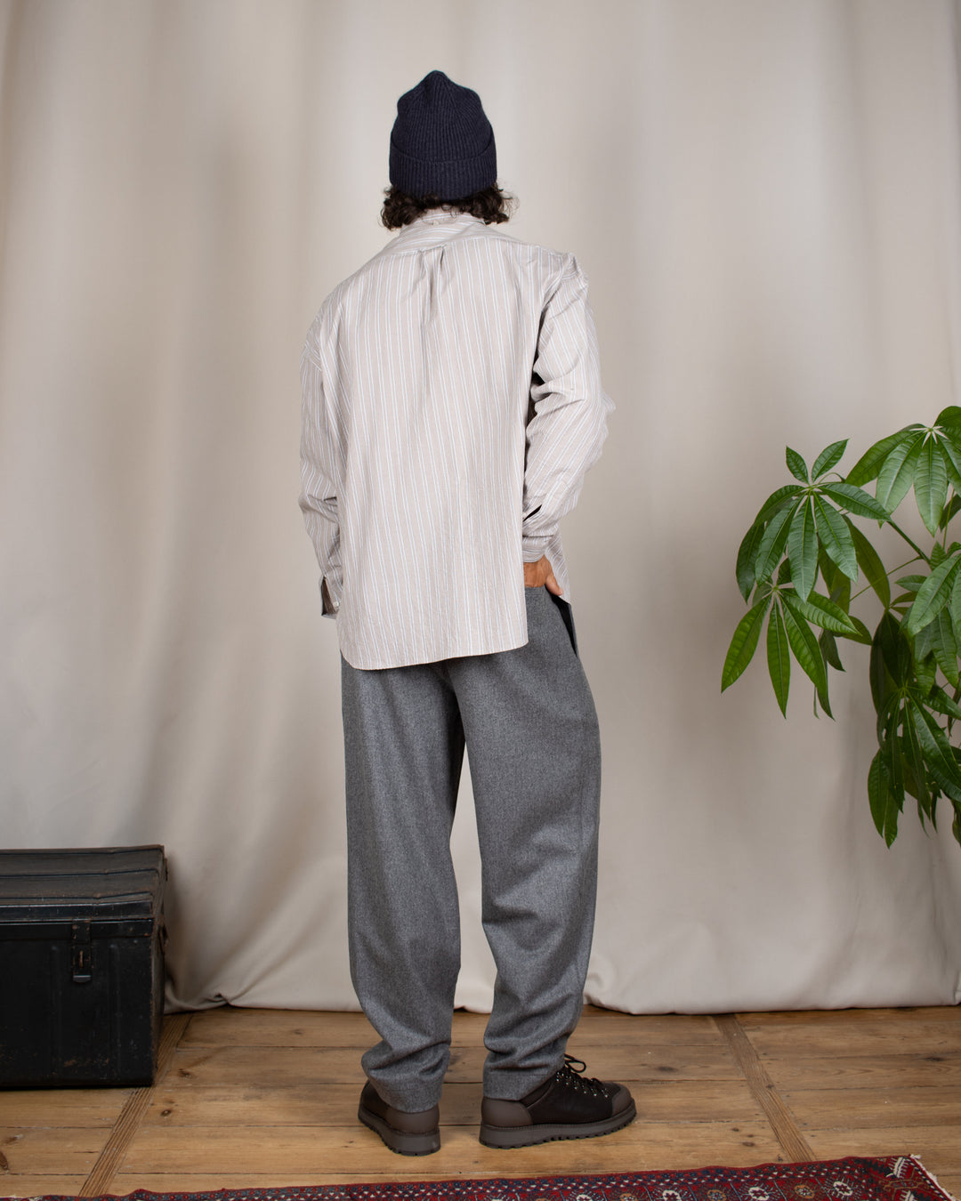 Double Pleats Flannel Pants Grey Mel