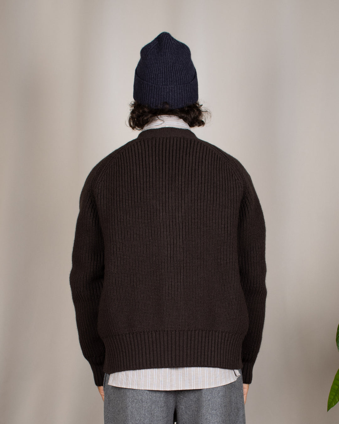 Guy Heavy Cardigan Dark Brown