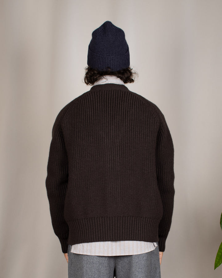 Guy Heavy Cardigan Dark Brown
