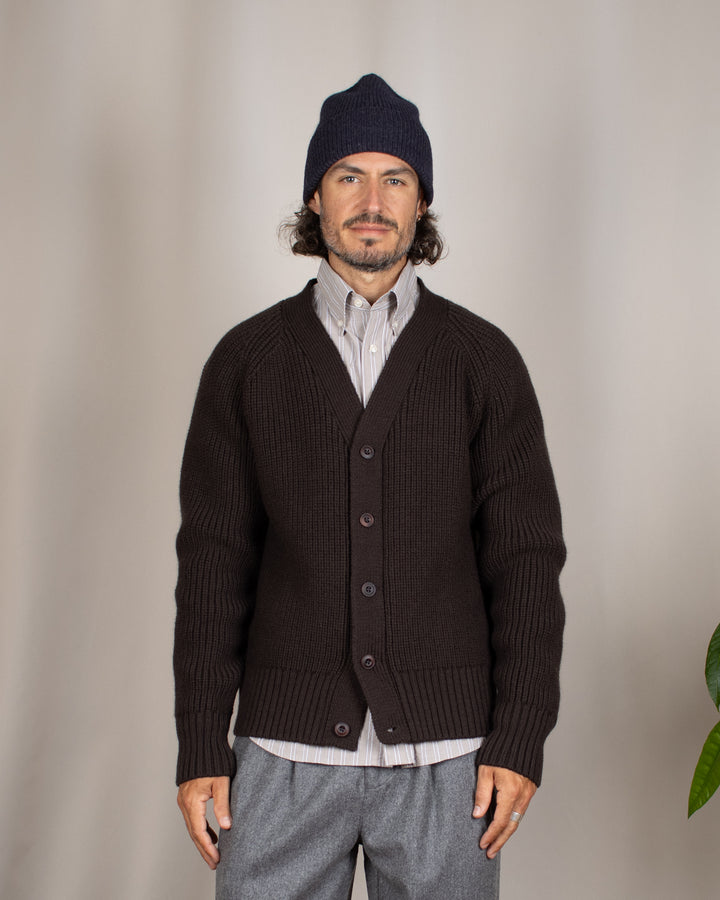Guy Heavy Cardigan Dark Brown