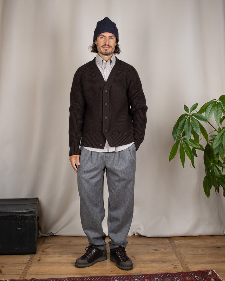 Guy Heavy Cardigan Dark Brown