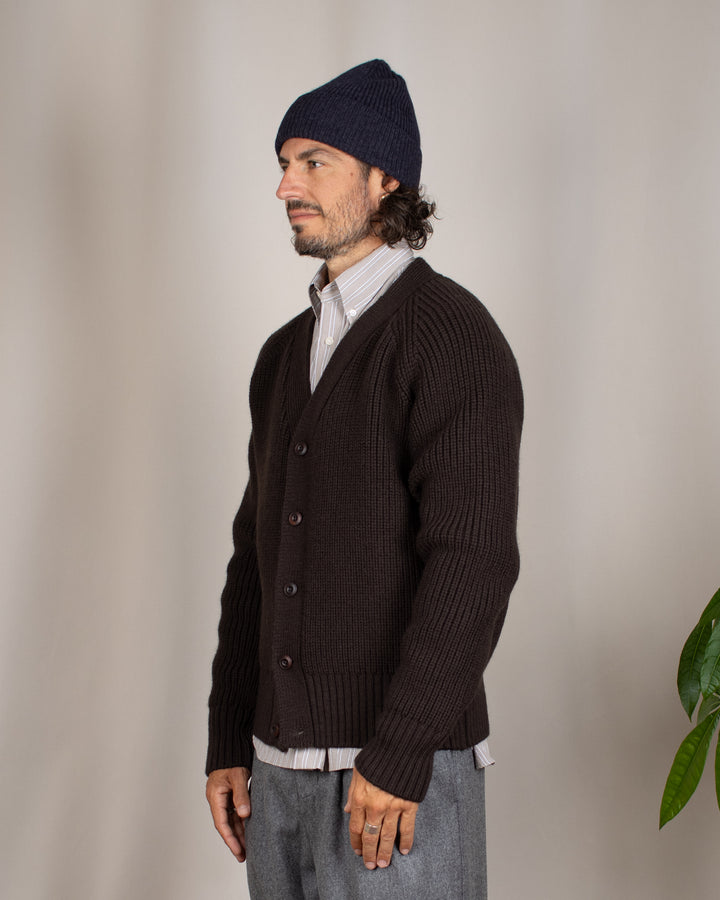 Guy Heavy Cardigan Dark Brown