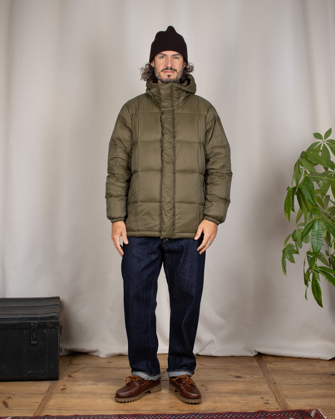 Mountain Hooded Fly-Front Volume Down Jacket D.Olive
