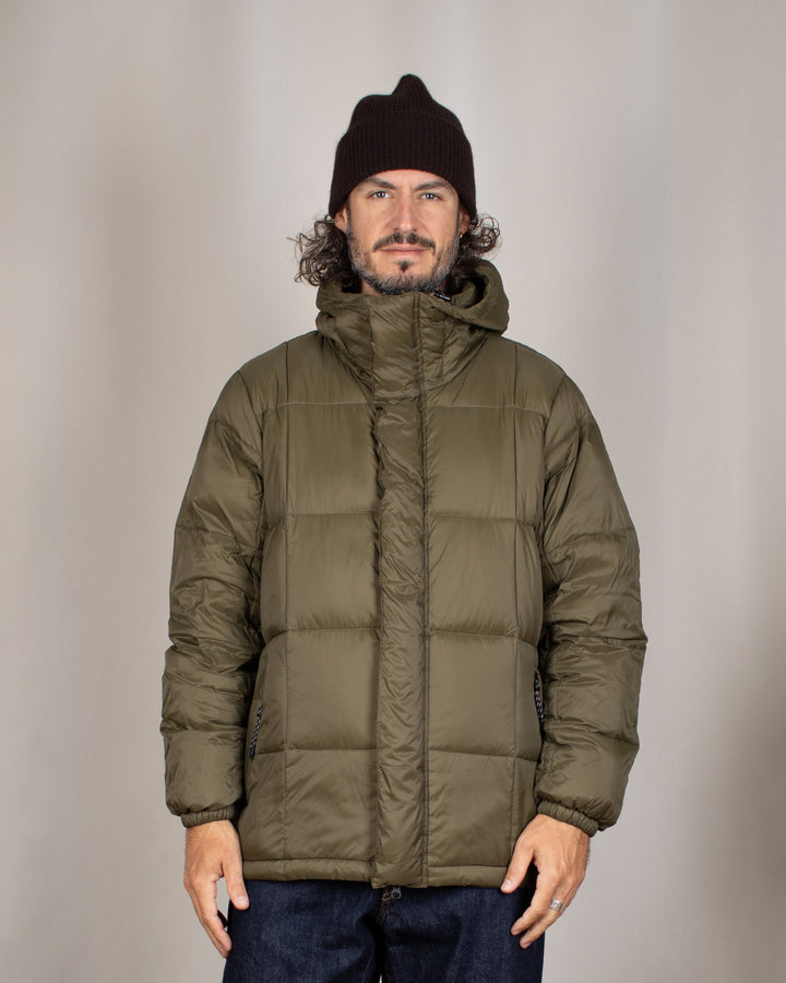 Mountain Hooded Fly-Front Volume Down Jacket D.Olive