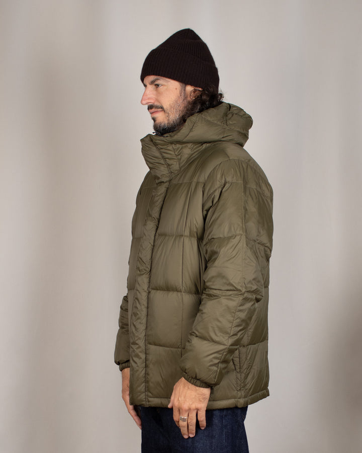 Mountain Hooded Fly-Front Volume Down Jacket D.Olive