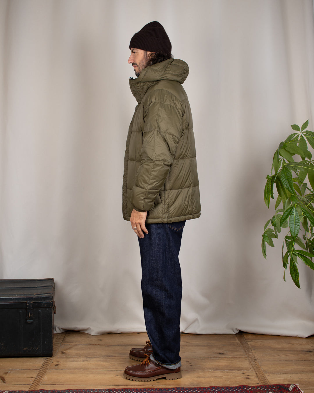 Mountain Hooded Fly-Front Volume Down Jacket D.Olive