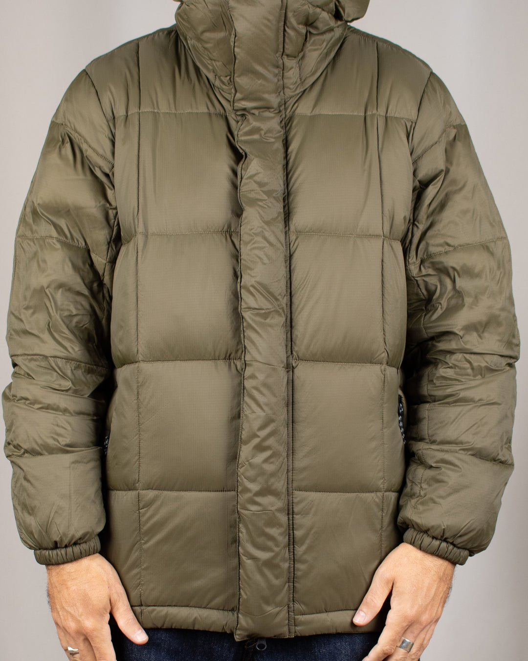 Mountain Hooded Fly-Front Volume Down Jacket D.Olive