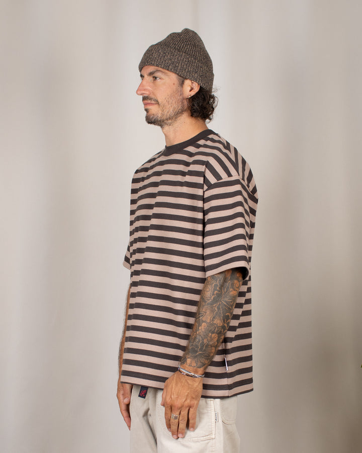 Striped Oversize Tee Espresso/Taupe