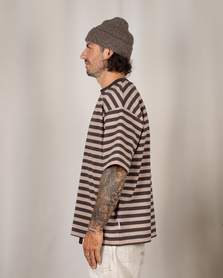 Striped Oversize Tee Espresso/Taupe