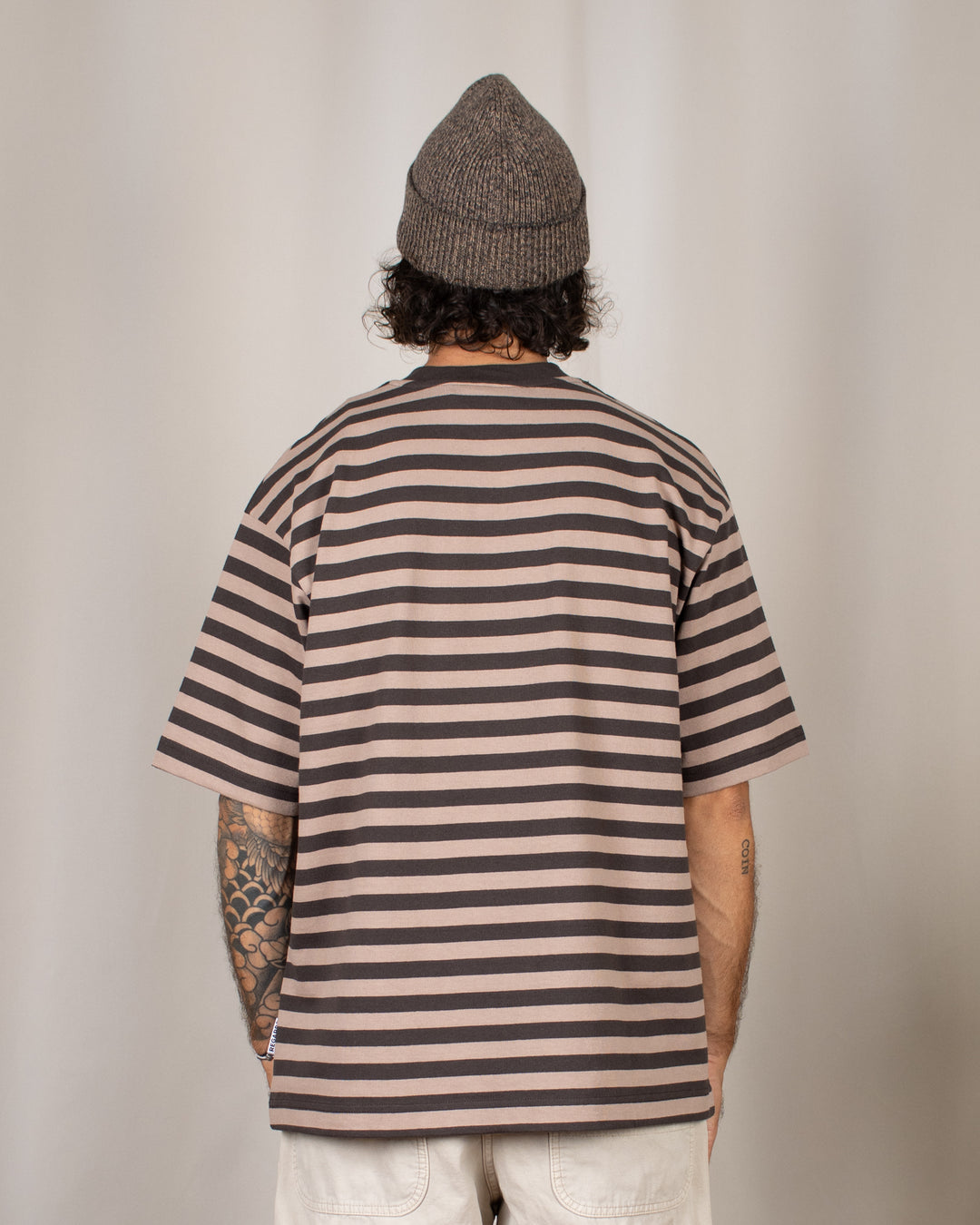Striped Oversize Tee Espresso/Taupe