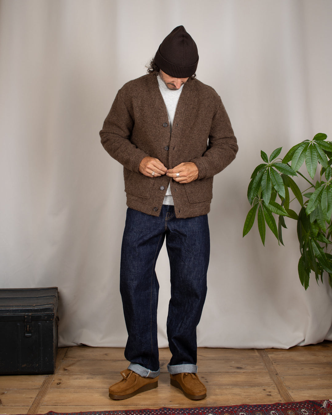 Advance Cardigan Wool Fleece Brown Marl