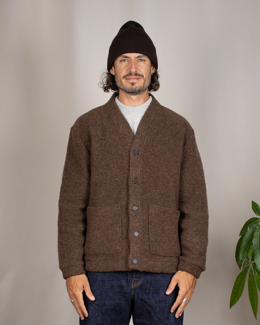 Advance Cardigan Wool Fleece Brown Marl