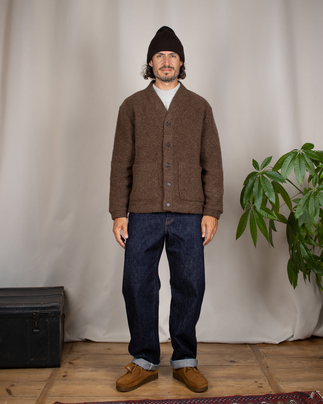 Advance Cardigan Wool Fleece Brown Marl