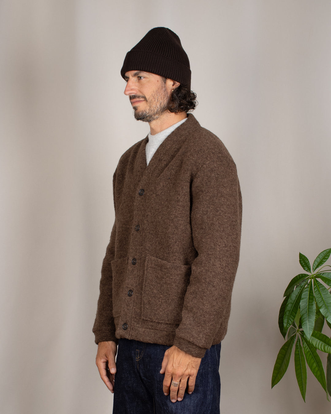 Advance Cardigan Wool Fleece Brown Marl