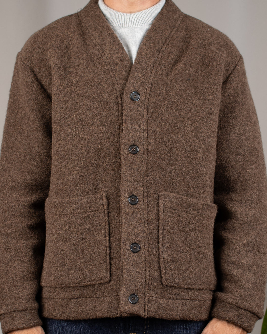 Advance Cardigan Wool Fleece Brown Marl