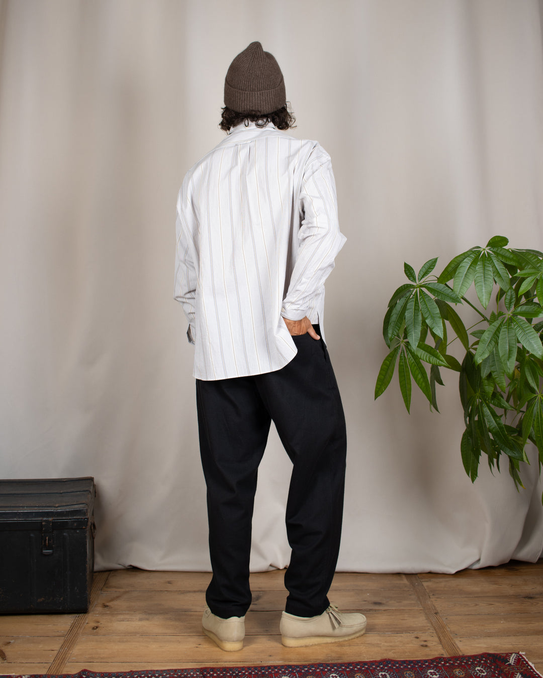 Pleated Track Pant Brushed Moleskin Black