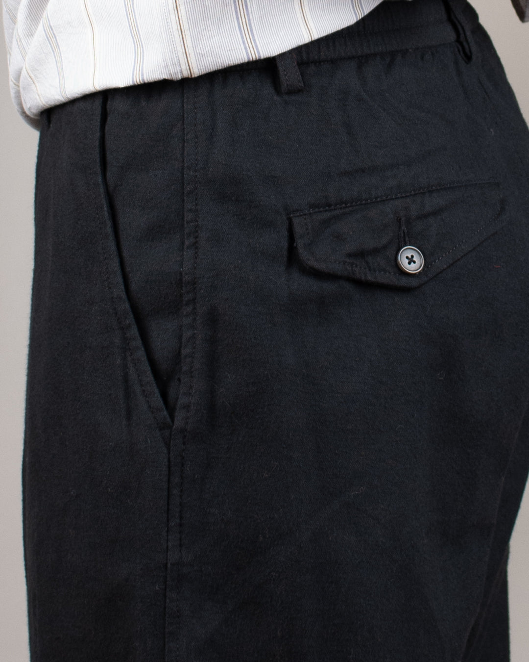 Pleated Track Pant Brushed Moleskin Black