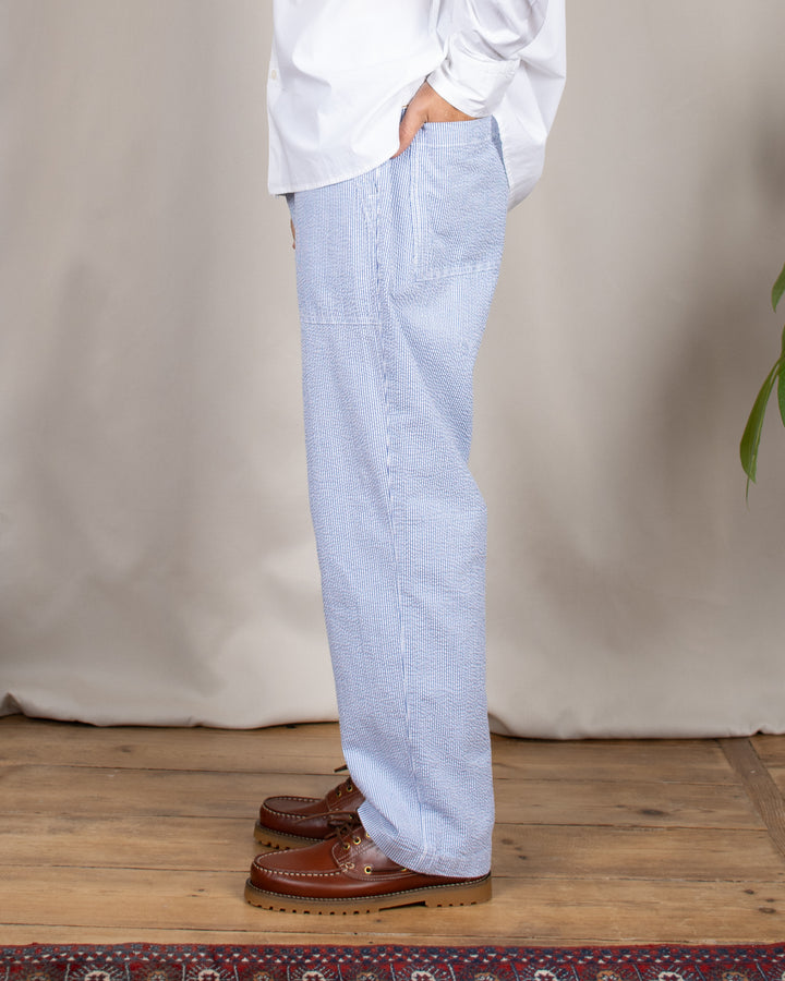 Seersucker Chef Pants Navy Stripes