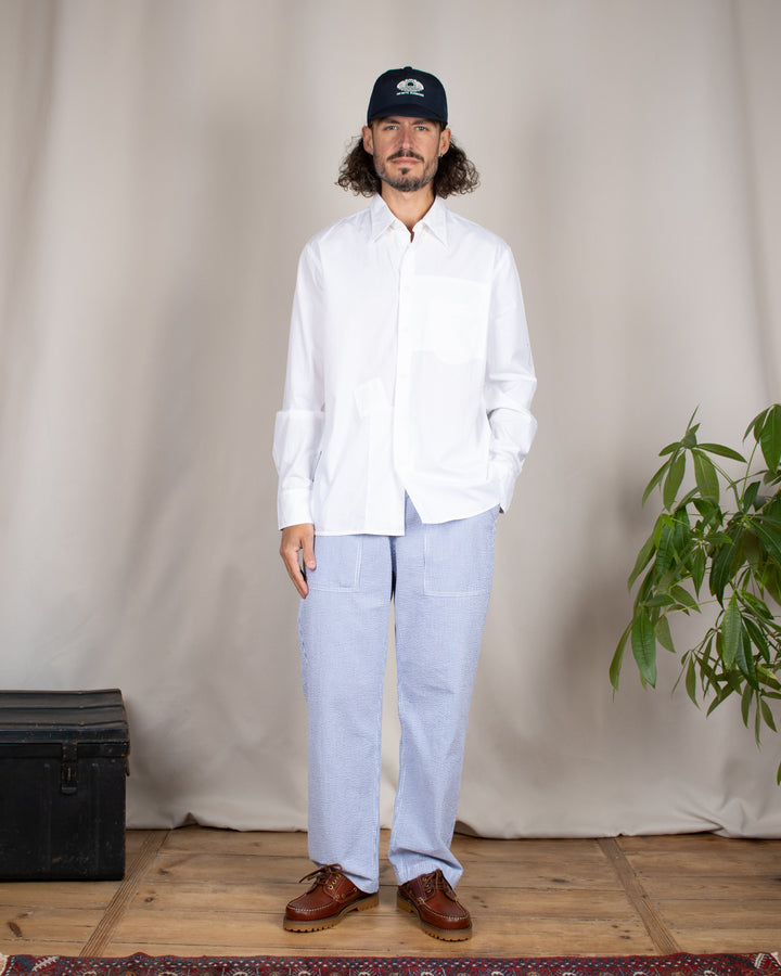 Patched Lazy Day Shirt Poplin White