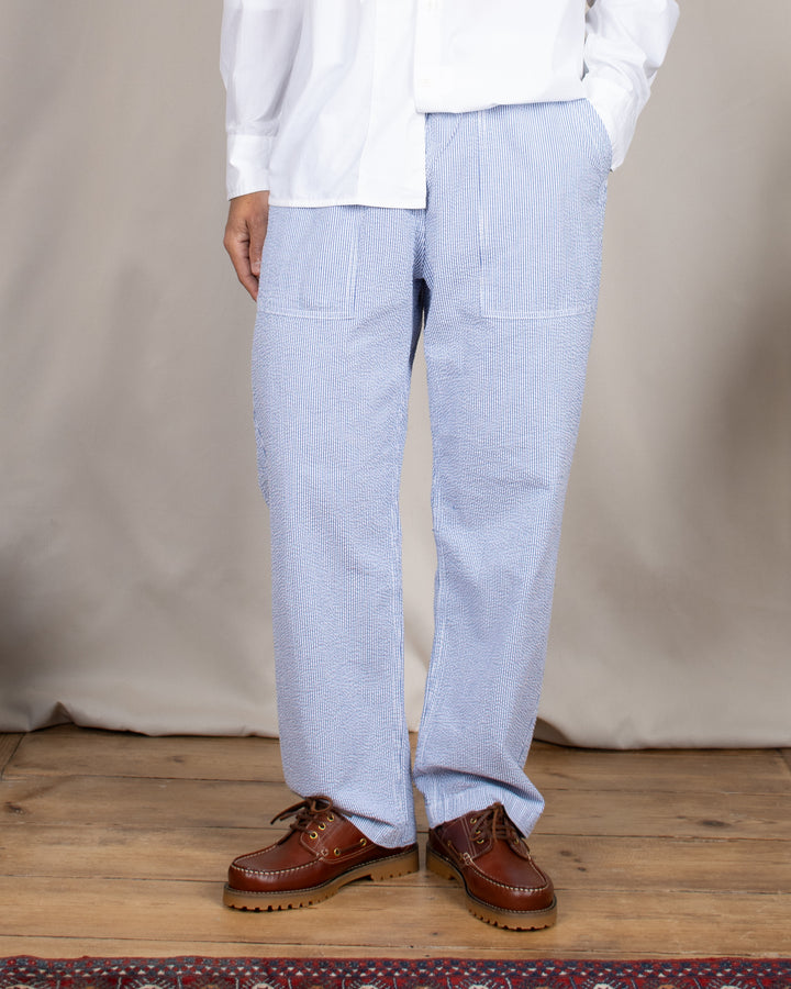 Seersucker Chef Pants Navy Stripes