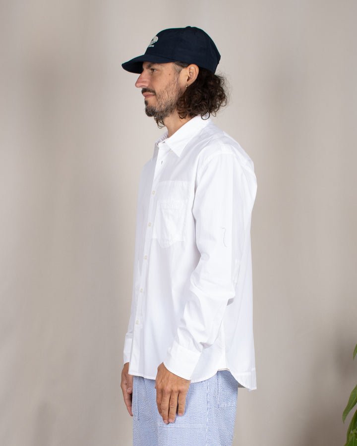 Patched Lazy Day Shirt Poplin White