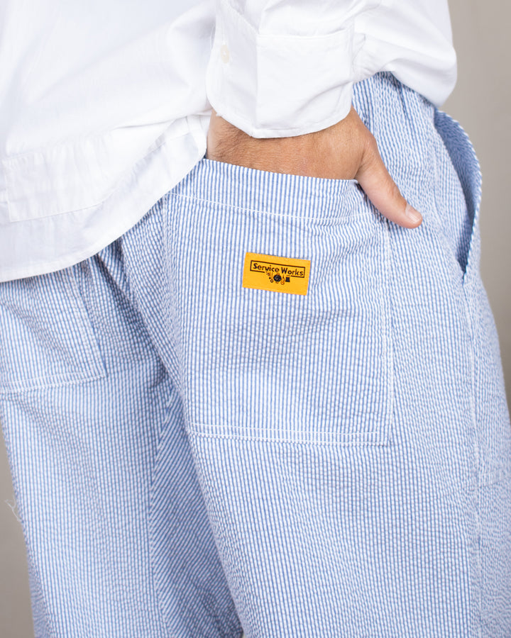 Seersucker Chef Pants Navy Stripes