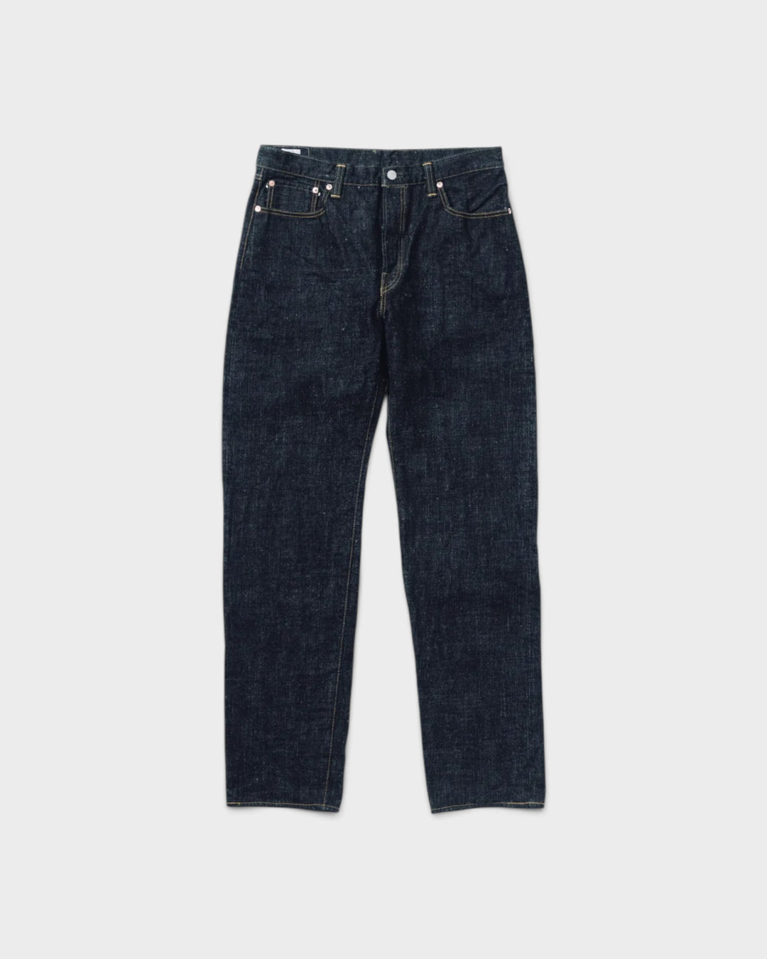 Jean Omoto Denim 0611 15.5oz Slub Nep Relax Fit One Wash Indigo - vue à plat de face