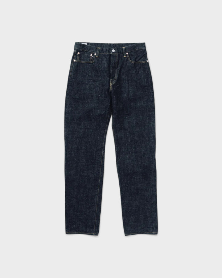 Jean Omoto Denim 0611 15.5oz Slub Nep Relax Fit One Wash Indigo - vue à plat de face