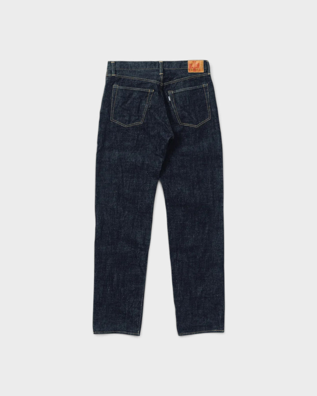 Jean Omoto Denim 0611 15.5oz Slub Nep Relax Fit One Wash Indigo - vue à plat de dos