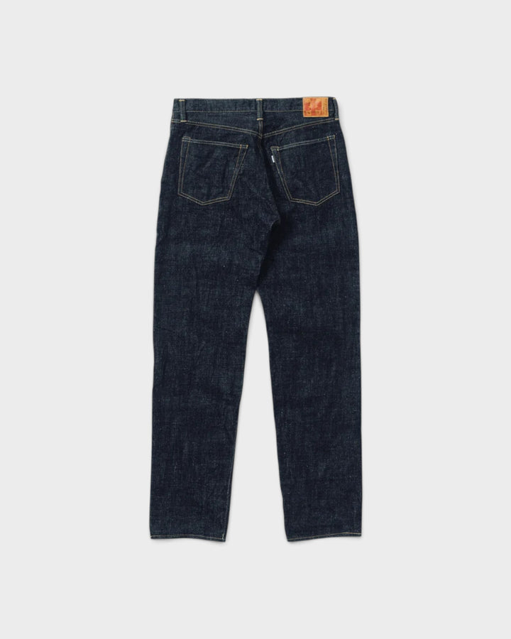 Jean Omoto Denim 0611 15.5oz Slub Nep Relax Fit One Wash Indigo - vue à plat de dos