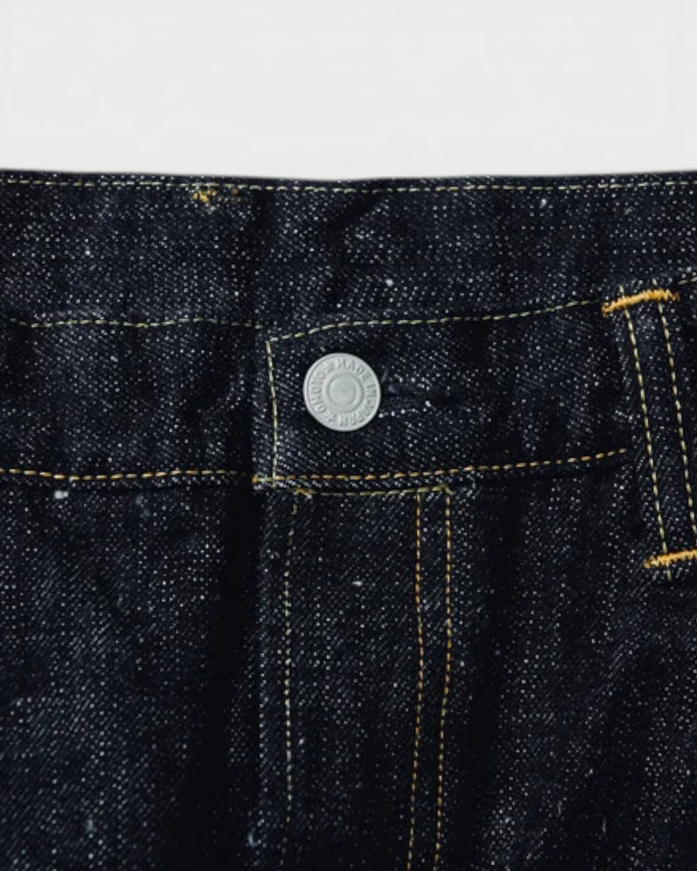Jean Omoto Denim 0611 15.5oz Slub Nep Relax Fit One Wash Indigo - détail ceinture