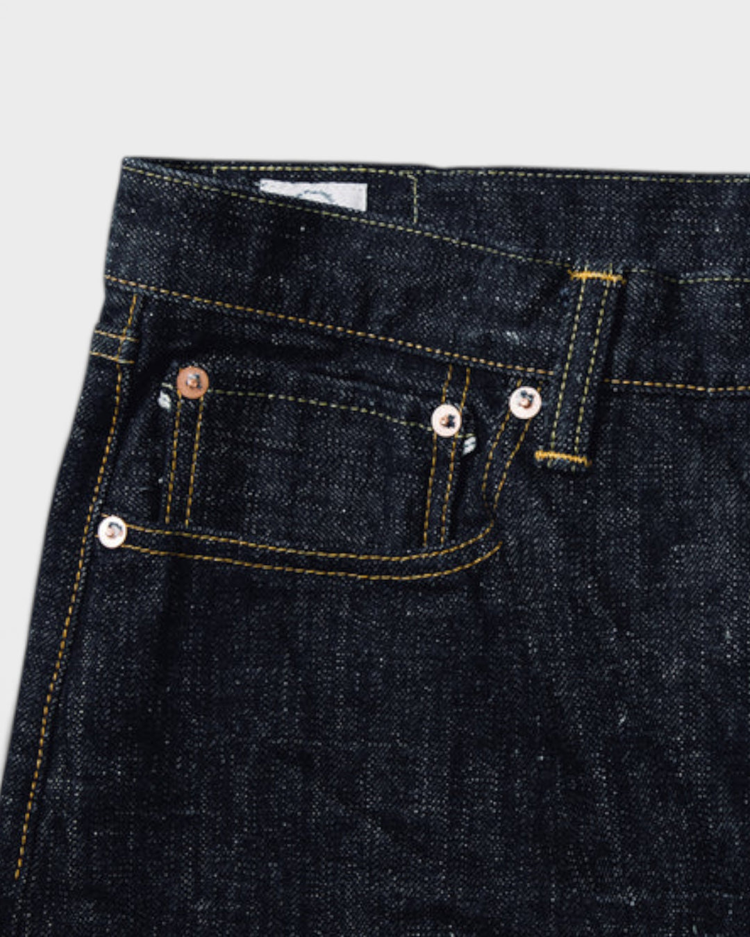 Jean Omoto Denim 0611 15.5oz Slub Nep Relax Fit One Wash Indigo - détail poche