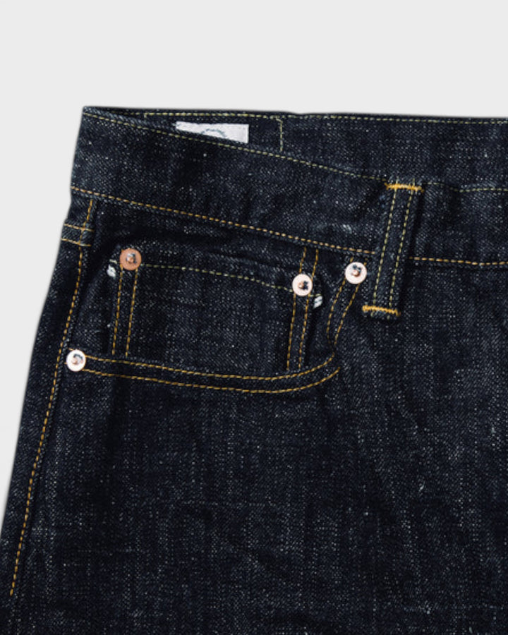 Jean Omoto Denim 0611 15.5oz Slub Nep Relax Fit One Wash Indigo - détail poche