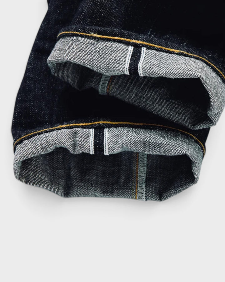 Jean Omoto Denim 0611 15.5oz Slub Nep Relax Fit One Wash Indigo - détail liseré selvedge