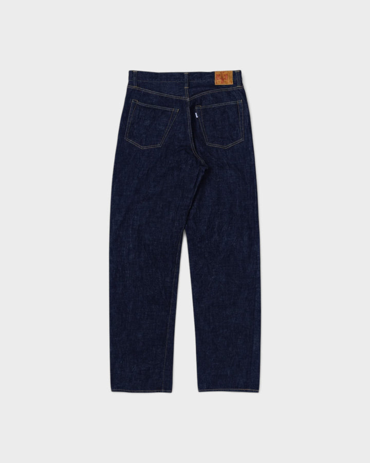 Jean Omoto Denim 0815 13.5oz Loose Fit One Wash Indigo - vue à plat de dos