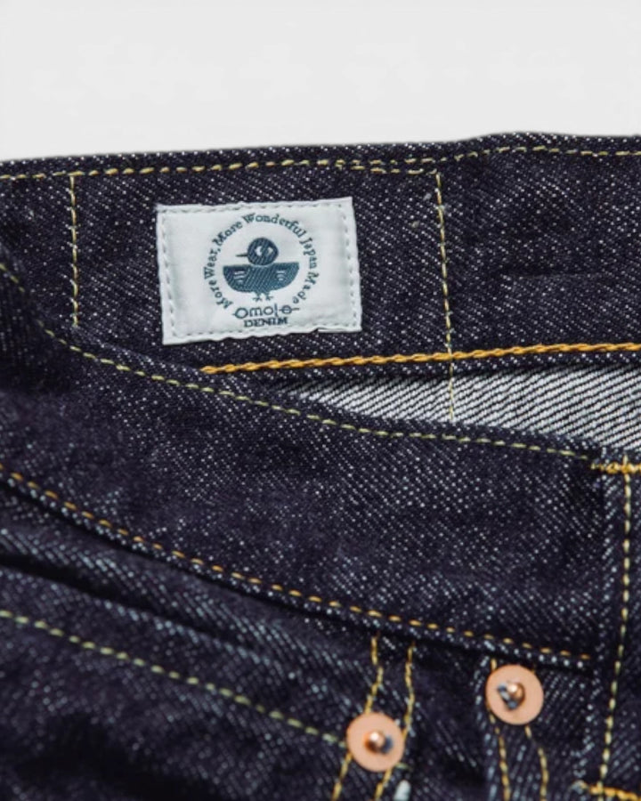 Jean Omoto Denim 0815 13.5oz Loose Fit One Wash Indigo - détail étiquette